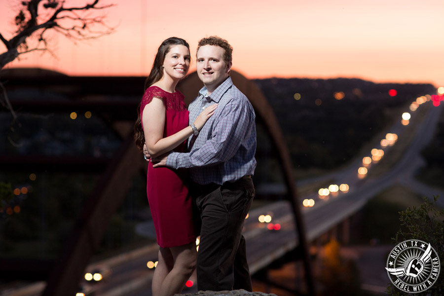 Austin engagement session at the Pennybacker Bridge on 360.