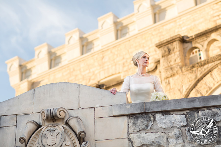 Elegant bridal portrait at Chateau Bellevue in Austin, Texas