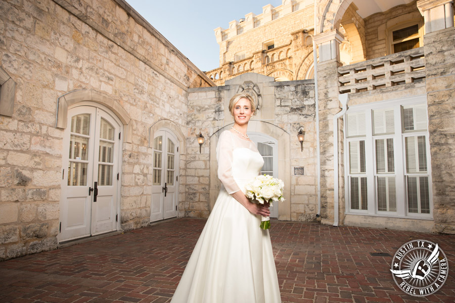 Elegant bridal portrait at Chateau Bellevue in Austin, Texas