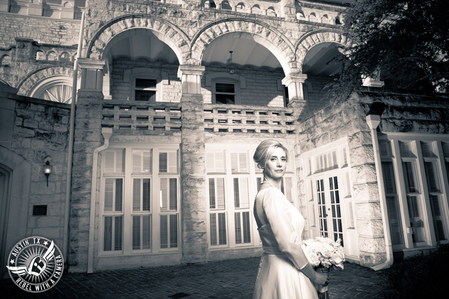 Elegant bridal portrait at Chateau Bellevue in Austin, Texas