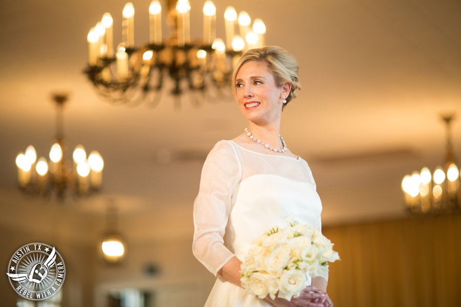 Elegant bridal portrait at Chateau Bellevue in Austin, Texas