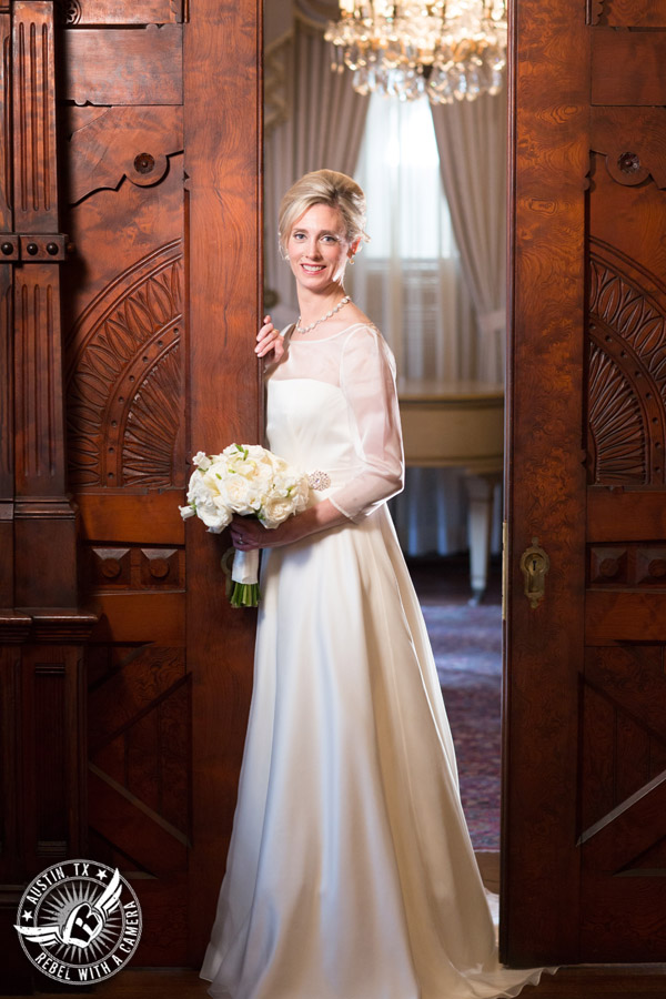 Elegant bridal portrait at Chateau Bellevue in Austin, Texas