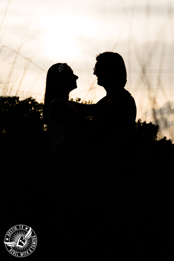 Fun Butler Park engagement session in Austin silhouette