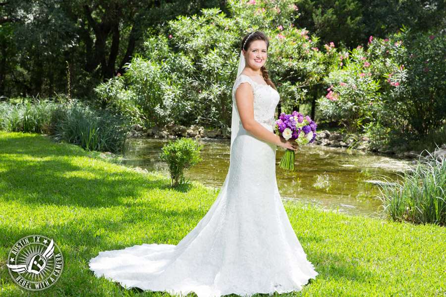 Sage Hall wedding photos at Texas Old Town bride with bouquet from STEMS Floral Design