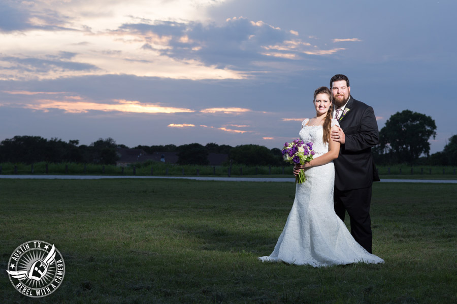 Sage Hall wedding photos at Texas Old Town sunset picture of bride and groom