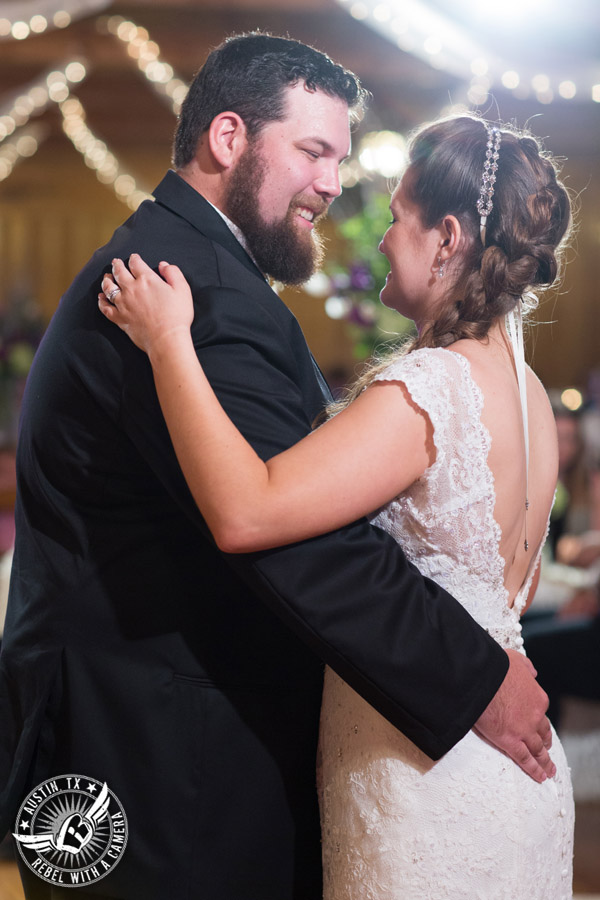 Sage Hall wedding photos at Texas Old Town bride and groom first dance during wedding reception