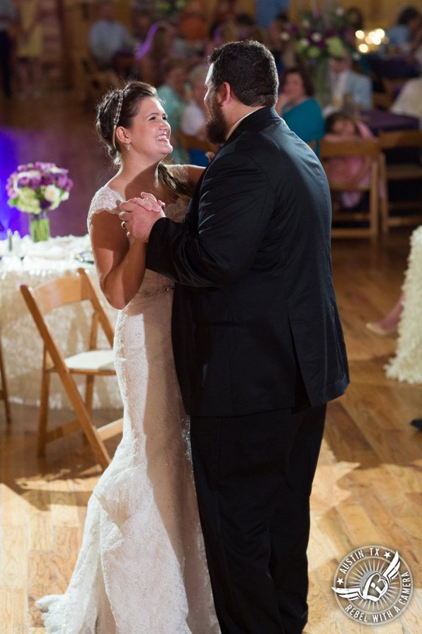 Sage Hall wedding photos at Texas Old Town bride and groom first dance during wedding reception