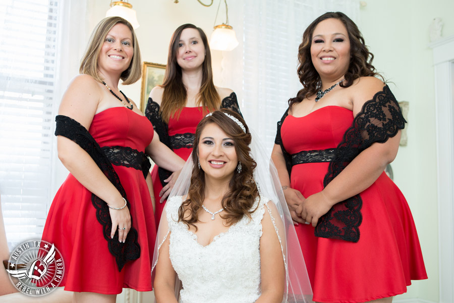 Taylor Mansion wedding photo of bride and bridesmaids in bride's room