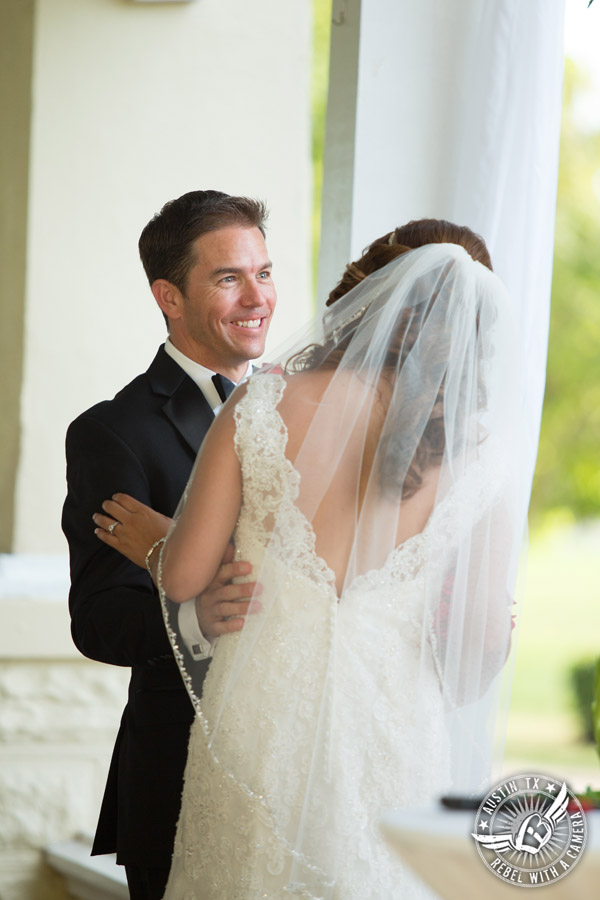 Taylor Mansion wedding photo of bride and groom at wedding ceremony