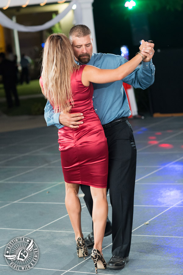 Taylor Mansion wedding photo guests dancing on the patio with 1st Class Entertainment DJ Jason