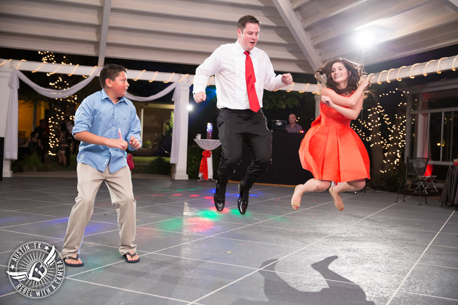 Taylor Mansion wedding photo guests dancing on the patio with 1st Class Entertainment DJ Jason