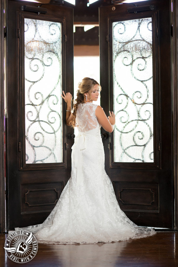 Gabriel Springs bridal portrait in Georgetown, Texas, with hair and makeup by Kiss by Katie at the Springs Events