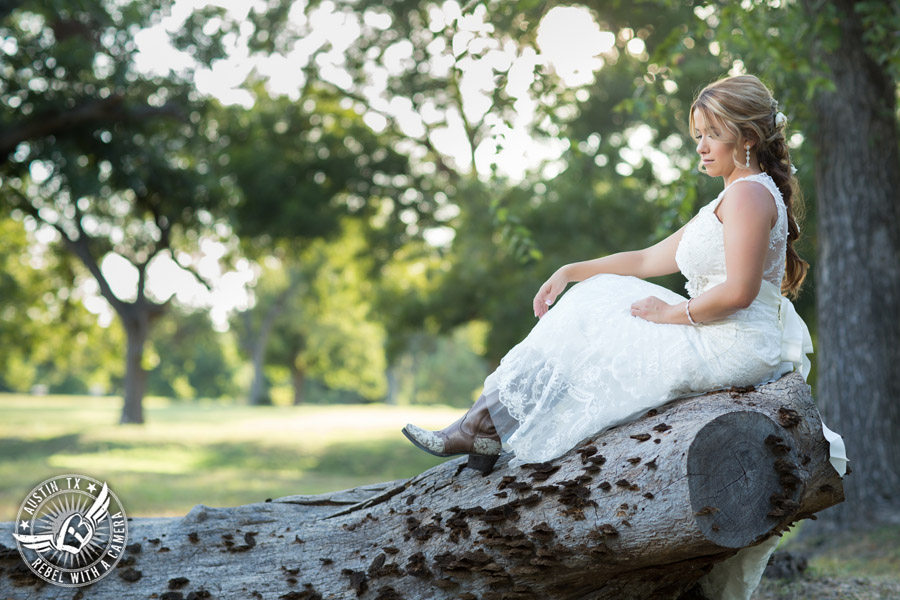 Berry Springs Park and Preserve bridal portrait in Georgetown, Texas, with hair and makeup by Kiss by Katie