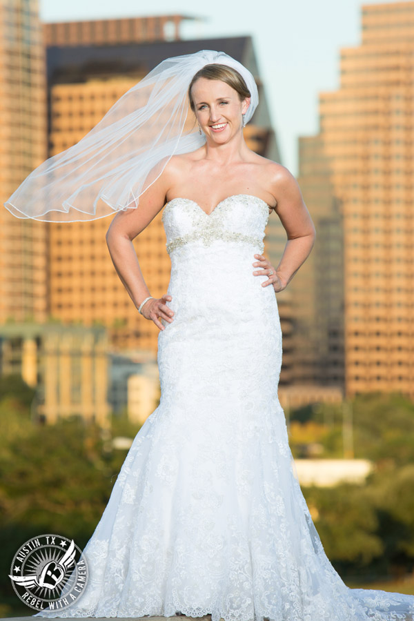 Bridal portraits at Butler Park in Downtown Austin, Texas.