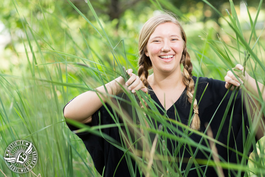 Fun senior portraits at Butler Park in downtown Austin, Texas.