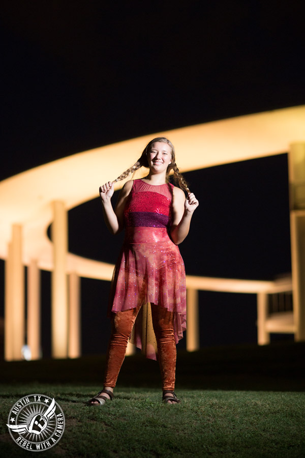 Fun senior portraits at the Long Center in downtown Austin, Texas.