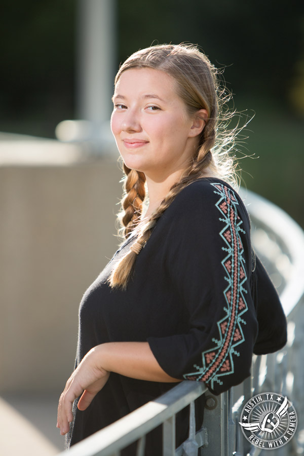 Fun senior portraits at Butler Park in downtown Austin, Texas.