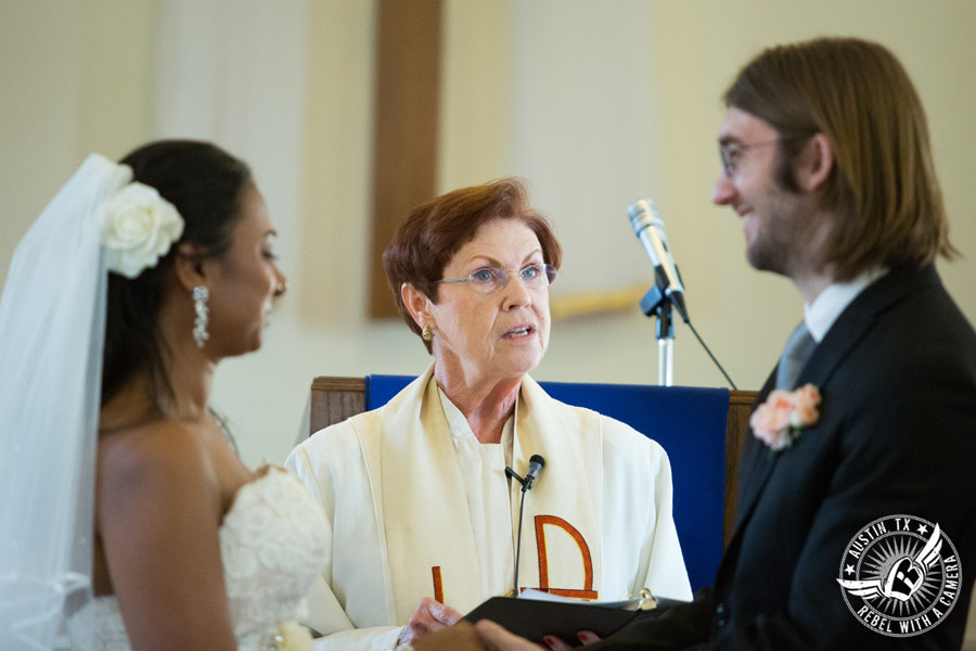 Austin wedding photographer at Hyde Park Presbyterian - bride and groom at wedding ceremony