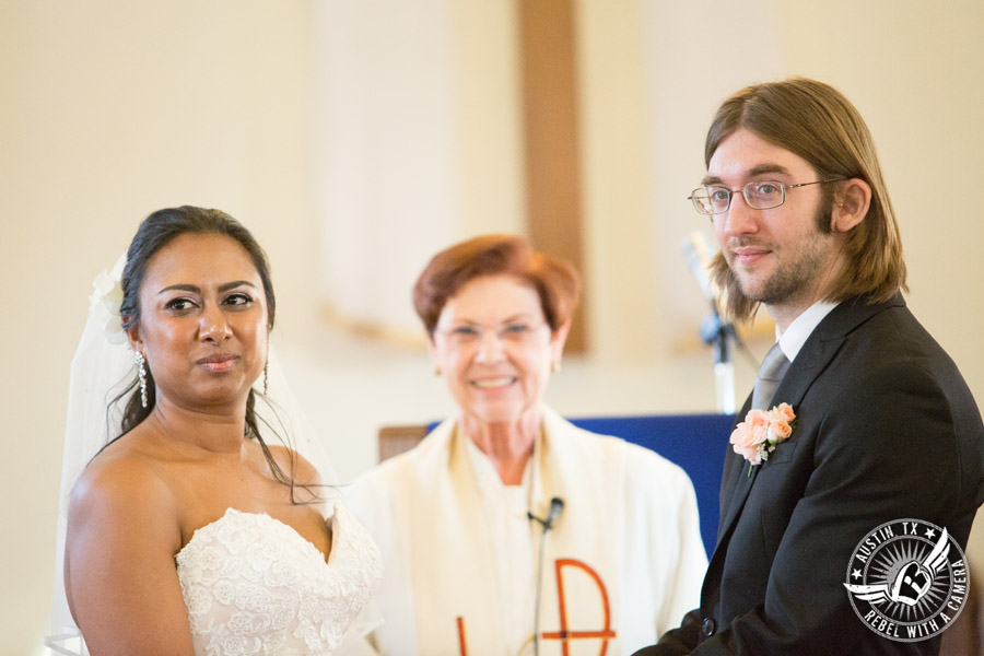 Austin wedding photographer at Hyde Park Presbyterian - bride and groom at wedding ceremony