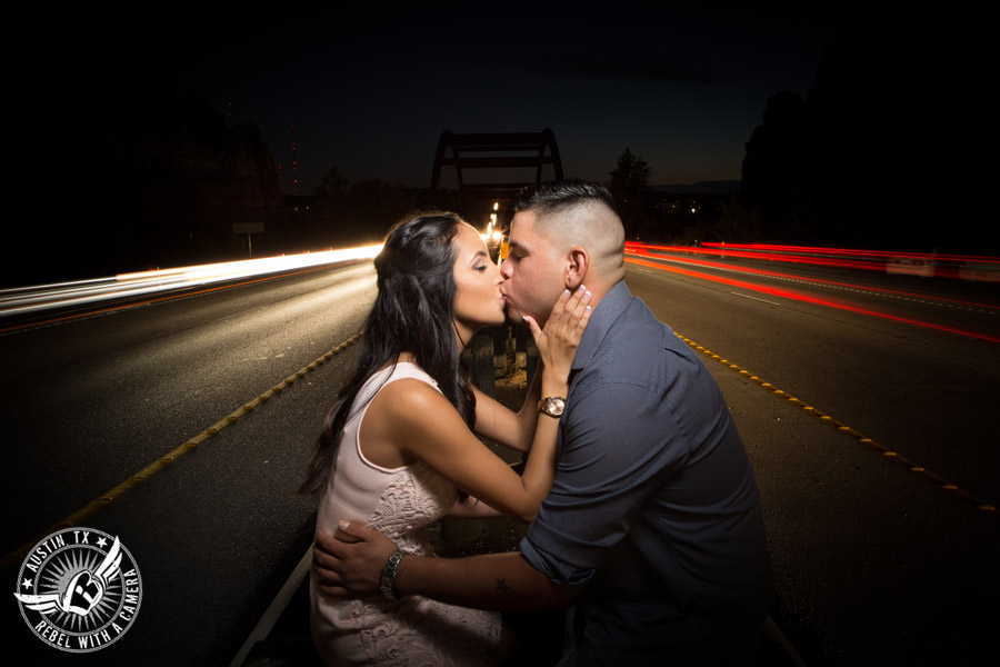 Engagement pictures at the Pennybacker Bridge in Austin