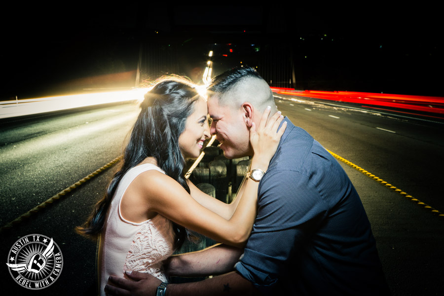 Engagement pictures at the Pennybacker Bridge in Austin