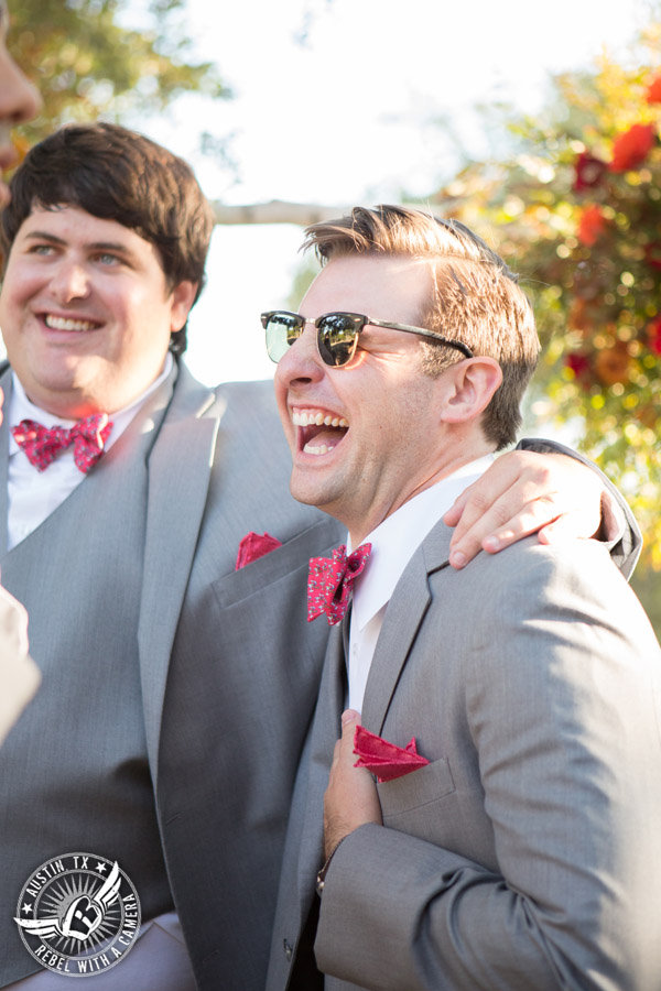 Hamilton Twelve wedding photos - groom and groomsmen laugh
