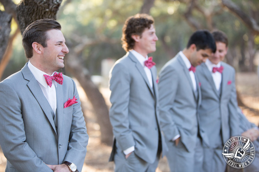 Hamilton Twelve wedding photos - groom sees bride as she walks down the aisle