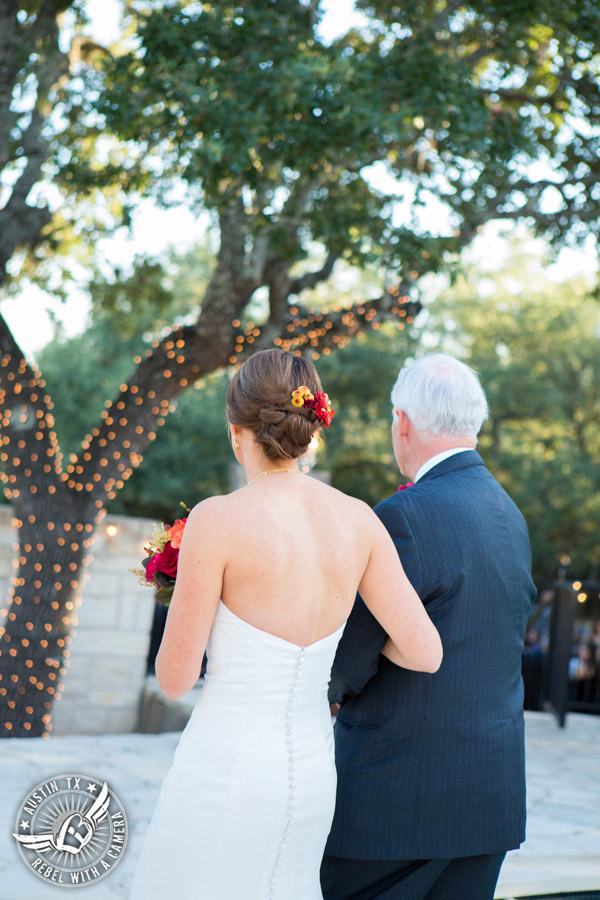 Hamilton Twelve wedding photos - bride and father walk to wedding ceremony