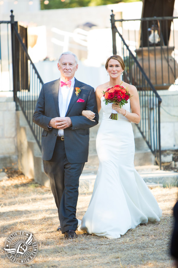 Hamilton Twelve wedding photos - bride and father walk down aisle during wedding ceremony