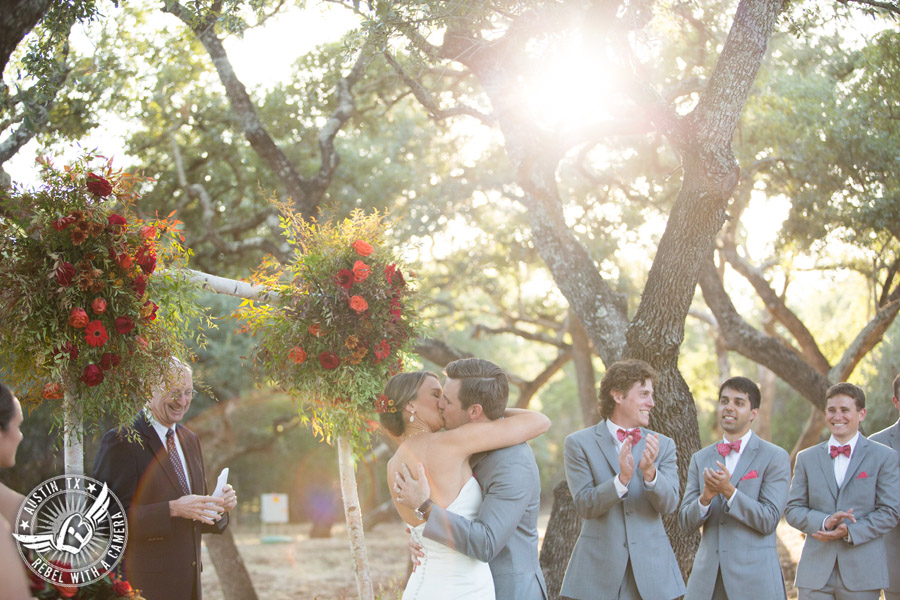 Hamilton Twelve wedding photos - groom and bride kiss at end of wedding ceremony