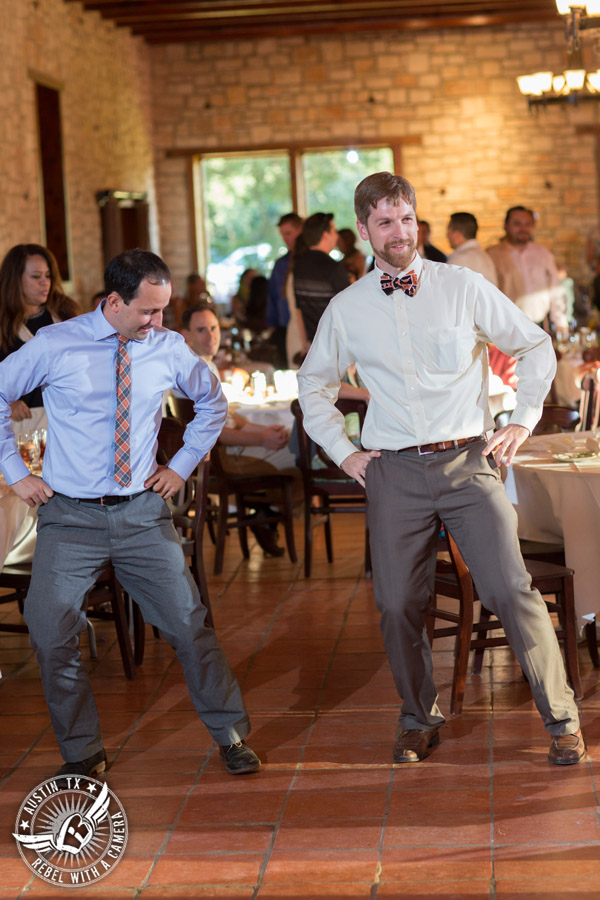 Wedding pictures at Thurman's Mansion at the Salt Lick - guests dance at the wedding reception - Live Oak DJ