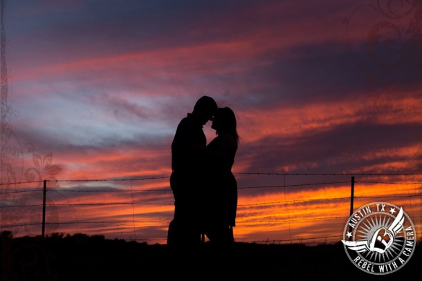 rustic sunset engagement pictures in texas