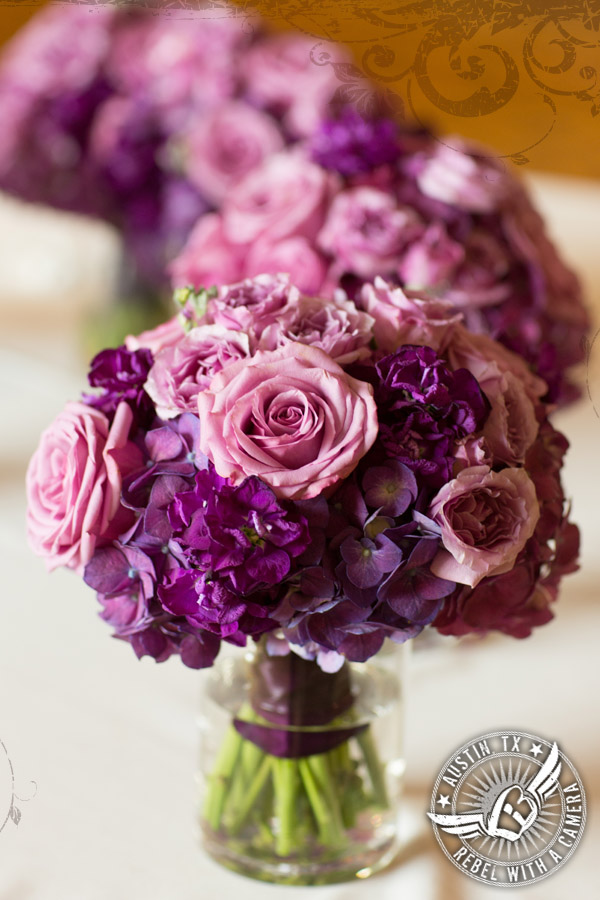 Violet and lavender rose bridesmaid bouquets