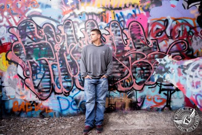 Austin senior portraits at the HOPE Outdoor Gallery graffiti wall