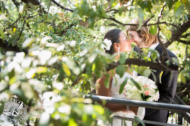 Austin wedding photographer at Olive and June - bride and groom in the trees