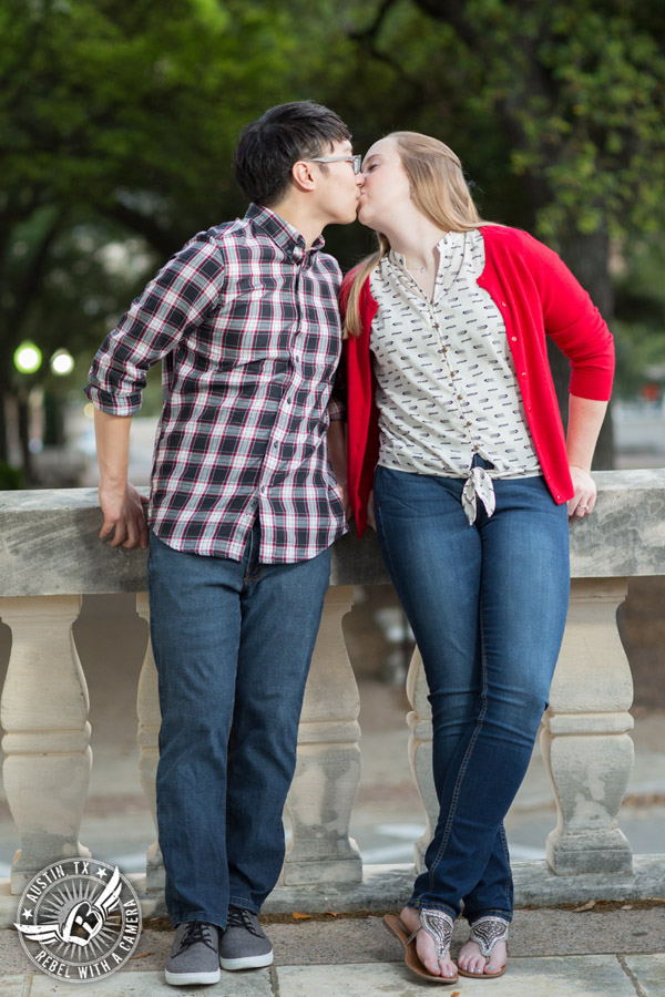 Fun Longhorn engagement session on the University of Texas campus in Austin, Texas Fun Longhorn engagement session on the University of Texas campus in Austin, Texas