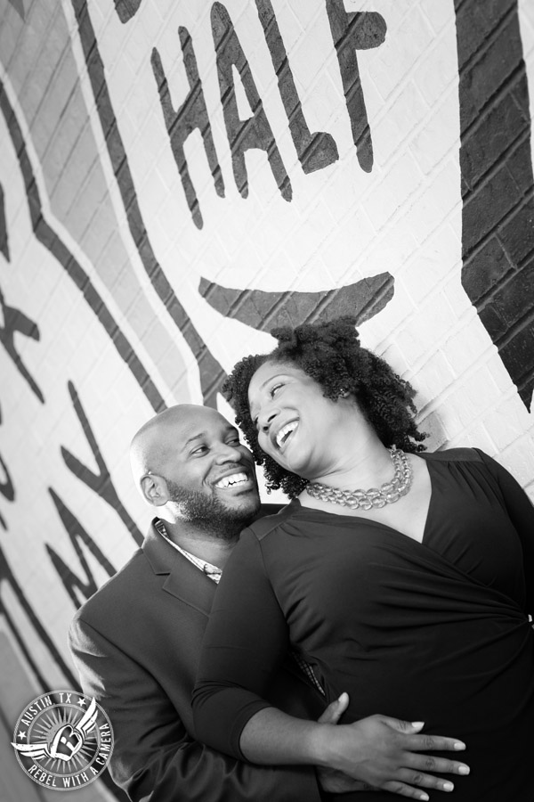 Downtown Austin engagement session at the You're My Butter Half mural Downtown Austin engagement session at the You're My Butter Half mural