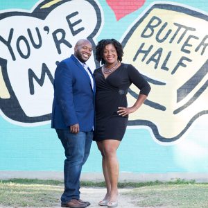 Downtown Austin engagement session at the You're My Butter Half mural
