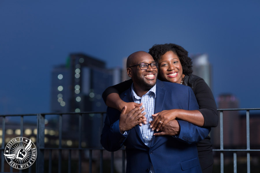 Downtown Austin engagement session at the Lamar Pedestrian Bridge