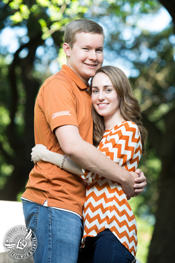 Longhorn engagement session on the UT campus in Austin