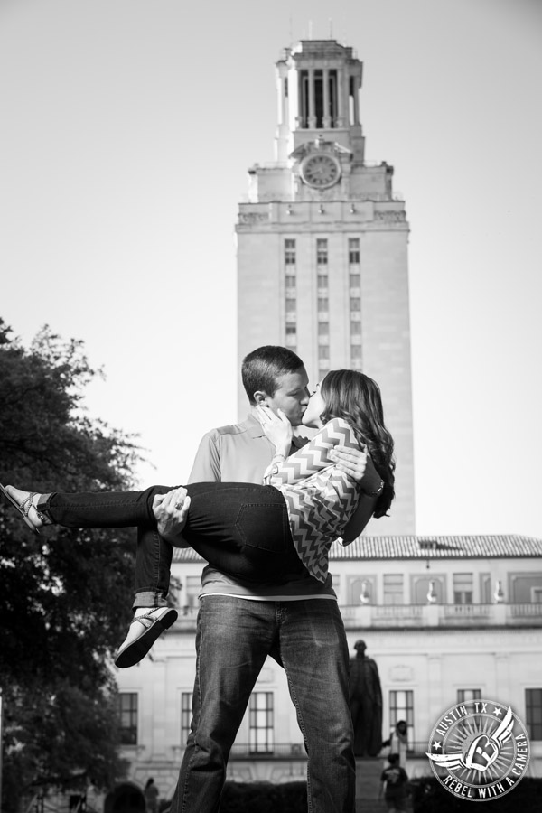 Longhorn engagement session on the UT campus in Austin
