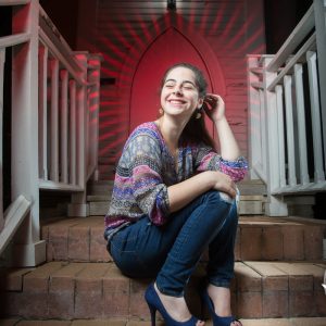 female senior portrait at Georgetown texas church