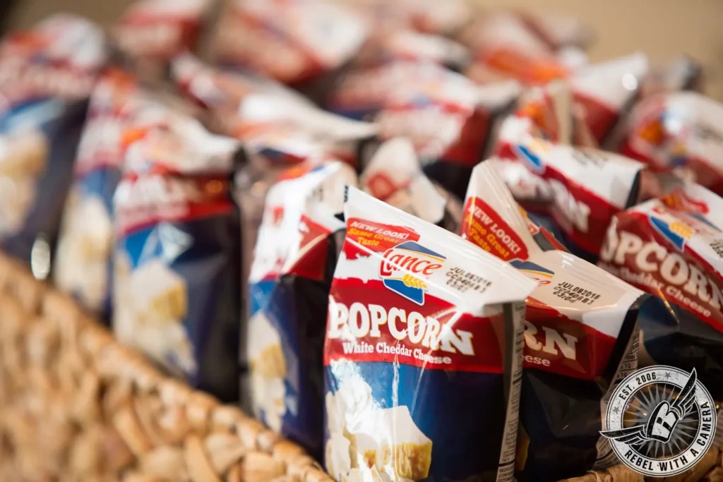 Popcorn bags and snacks prepared for Austin Summerfest in Austin, TX.